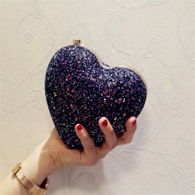 Bolso de mano de noche con forma de corazón para boda, cartera con cierre de diamantes, bolso de fiesta 2024 - compra barato