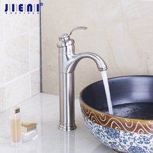 JIENI Tall Brushed Nickel Single Handle Spray Spout Solid Brass Body 2 Hose Torneira Wash Basin Sink Tap Mixer Faucet 2024 - buy cheap