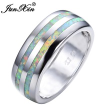 JUNXIN Fashion Women White Fire Opal Ring High Quality Silver Color Jewelry Promise Engagement Rings For Women 2024 - buy cheap