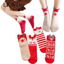 LKWDer-Calcetines de alta calidad para mujer, medias calientes de algodón con diseño de Papá Noel, ciervo, ideal para regalo de Navidad 2024 - compra barato
