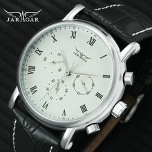 JARAGAR Minimalist Fashion Auto Mechanical Watch Men Leather Strap Working Sub-dials Top Brand Luxury Calendar Wristwatches Man 2024 - buy cheap