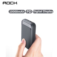 Rock mini banco de energia tipo c de carregamento rápido, bateria externa de 10000mah pd para iphone samsung xiaomi 2024 - compre barato