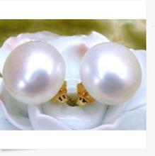 Pareja encantadora de pendiente de perlas redondas planas, Mar del Sur, 12-11mm 2024 - compra barato