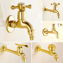 Carved Wall Mount Single Handle Basin Faucet Brass Washing Machine Taps Bathroom Mop Pool Taps Bibcocks Gold Faucet 2024 - buy cheap