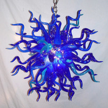 Free Shipping Fashionable Bedroom Cheap Mini Hand Blown Glass Blue Chandelier 2024 - buy cheap
