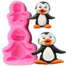 2 agujeros en forma de pingüino molde de silicona para chocolate molde para confitería pastel fondant de chocolate decoración herramientas para hornear 2024 - compra barato