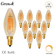 Лампа накаливания Grensk E14 2200K C35 4 Вт, светодиодная лампа в ретро-стиле с затемнением E12, декоративное освещение для дома 2024 - купить недорого