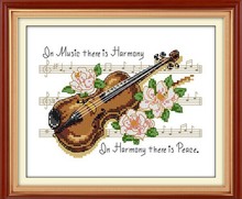 Violin Music Pattern Cotton Canvas Aida Cross Stitch Kits Accurate Printed Embroidery DIY Handmade Needle work Wall Home Decor 2024 - buy cheap