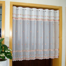 Estilo rural cortina curta de luxo rosa flor bordado janela tela valance café cortinas para a porta do armário cozinha 2024 - compre barato