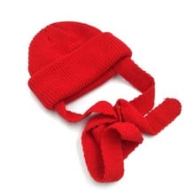 Korean Pure Color Belt Children Knitted Caps Autumn Winter Warm Brand Skullies Beanies Lovely Boy Girl Acrylic Cotton Hat Pompom 2024 - buy cheap