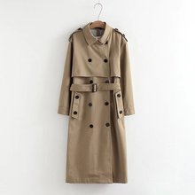 Khaki Trench Coat Women Casual Solid color Double Breasted Outwear Sashes Office Coat Chic Epaulet Design Long Trench Coat 2727 2024 - buy cheap