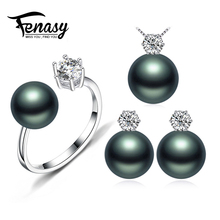 FENASY Pearl Jewelry Brand wedding engagement jewelry sets Natural Pearl pendant Necklace women stud Earrings crown ring 8-9mm 2024 - buy cheap