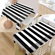 Custom Black and white lines Tablecloth Square /Rectangular Tablecloth For Wedding Table Cloth Cover TV Covers Tea Tablecloth 2024 - buy cheap