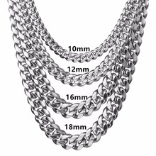 8/10/12/14/16/18mm  Jewelry 316L Stainless Steel Silver color Tone Miami Cuban Curb Chain Men Women Necklace 7-40" 2024 - buy cheap