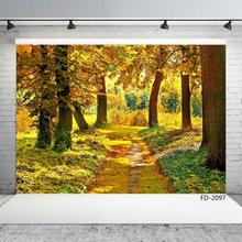 Виниловые фоны для фотостудии с желтыми листьями и лесом для свадебной детской фотосъемки 2024 - купить недорого