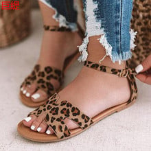 Summer Women's Sandals Flat Fish mouth Wedge Cortex Side space Solid color Leopard Woman Peep-toe Fashion Casual Walking shoes 2024 - buy cheap