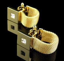 Free shipping Gold-color Cufflinks golden color square crystal novel design hotsale copper material cufflinks whoelsale&retail 2024 - buy cheap