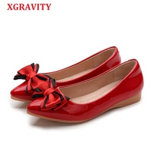 Xgravity 2020 mais tamanho senhoras moda apontou toe apartamentos elegante confortável couro patente borboleta saber sapatos planos mulher a117 2024 - compre barato