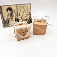 10 unids/lote de cajas de papel de regalo de estilo Retro, cartón Kraft para decoración de cumpleaños de boda, cajas de papel hechas a mano + 10 Uds. De cuerdas de cáñamo 2024 - compra barato