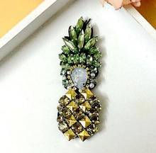 1 pcs Rhinestone pineapple Patch for Clothes Sewing on Rhinestone Beaded Applique for Jackets Jeans Bags Shoes Beading Applique 2024 - buy cheap