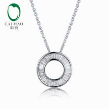 Caimao Jewelry 0.66ct Natural Baguette Diamond 14K White Gold Pendant Chain 2024 - buy cheap