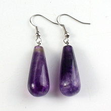 100-Unique Ethnic 1 Pair Silver Plated Long Water Drop Natural Purple Amethysts Earrings Elegant Women's Earring 2024 - buy cheap