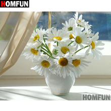 HOMFUN-pintura de diamante 5D DIY "flor blanca", bordado 3D, regalo de punto de Cruz, decoración del hogar, A03880 2024 - compra barato