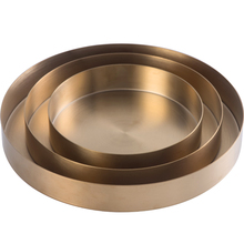 Plato dorado de acero inoxidable Estilo nórdico, bandeja de Metal para almacenamiento de escritorio, plato redondo para desayuno, decoración de budismo 2024 - compra barato