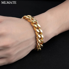 Men's Black Gold Color Stainless Steel Curb Cuban Link Chain Bracelet & Bangle Male Accessory Hip Hop Party Rock Jewelry 2024 - buy cheap