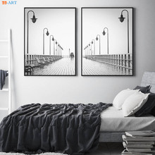 Impresiones románticas de Pier para pareja, póster minimalista en blanco y negro, pared grande, arte moderno, lienzo, pintura, Cuadros decorativos para pared 2024 - compra barato