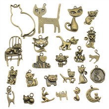 100Gram Antique Bronze Color Zinc Alloy Mix Styles Cat Charms Pendant Jewelry Accessories 2024 - buy cheap