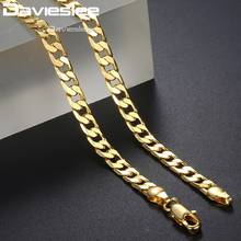 Davieslee Necklace For Men Boys 4mm Flat Cut Curb Cuban Chain Yellow Gold Filled Men's Necklace DGN27 2024 - buy cheap