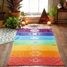 Bohemia Wall Hanging India Mandala Blanket 7Chakra Colored Tapestry Rainbow Stripes Travel Summer Beach Yoga Mat Beach Towel 2024 - buy cheap