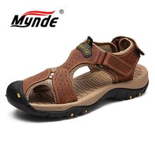 Mynde Brand Genuine Leather Men's Shoes Summer 2019 New Sandals Men Beach Sandals Fashion Casual Shoes Slippers Big Size 38-47 2024 - buy cheap