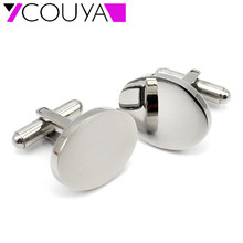 Classic Men's Stainless Steel Oval Blank Shirt Cufflinks Men Wedding Dress Cuff Links Men Jewelry Laser Logo Available 2024 - buy cheap