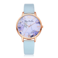 Роскошные женские часы, Уникальные Кварцевые часы с цветочным циферблатом, модные женские наручные часы с кожаным ремешком для женщин, повседневные женские часы # D 2024 - купить недорого