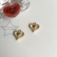 12 MM 80 unids/pack forma de corazón KC oro Color aleación joyería colgantes joyería dijes 2024 - compra barato