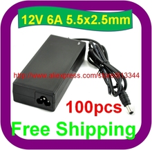 100 pcs Free Shipping Universal DC 12V 6A 72W Power Supply Charger Adaptor For CCTV Camera 2024 - buy cheap