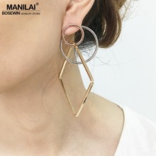 MANILAI-pendientes largos de Metal con formas geométricas para mujer, aretes colgantes, estilo bohemio, Punk 2024 - compra barato