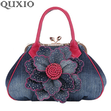 2018 Flowers For Woman Beach Bag Luxury Handbags Women Bags Designer New Denim Shoulder Bags Messenger Bolsa Feminina DC700Z 2024 - buy cheap