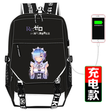 Mochila de dibujos animados Re:Life in a different world from zero, mochila de Anime, mochilas escolares, bolsas de hombro para ordenador portátil con carga USB 2024 - compra barato