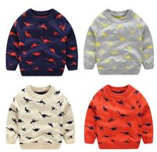 Детский осенне-зимний вязаный свитер для малышей; Повседневные весенние теплые хлопковые свитера с рисунком динозавра для мальчиков; Пуловеры 2024 - купить недорого