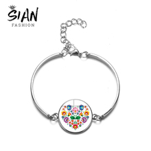 SIAN Charm-Pulseras de arte folclórico polaco, con foto en forma de corazón, diseño de flores bohemias, brazaletes de artesanía a mano para fiesta de cumpleaños 2024 - compra barato