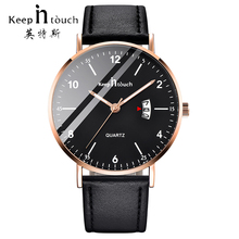 KEEP IN TOUCH Sports Men Watches Top Brand Fashion Quartz Military Watch Man Leather Clock Male Calendar Waterproof montre homme 2024 - buy cheap