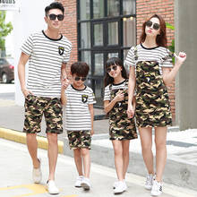 Family Matching Outfits 2018 Summer Mother Father and Daughter Son Clothes Dress Camouflage Pattern Daddy and Me Casual T-shirt 2024 - buy cheap