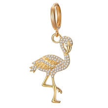 Fashion Jewelry Hoops Earings Zirconia Flamingo Pendientes Small Hoop Earring For Women Gold Color Circle Earrings Brinco E441 2024 - buy cheap
