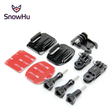 Snowhu capacete kits de montagem lateral 3 way ajustável braços pivô + base plana + curvo montagem 3m adesivo para gopro hero 9 8 7 6 5 4 gp18 2024 - compre barato