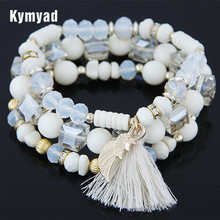 Kymyad Charm Bracelets & Bangles For Women Bohemian Ethnic  Multilayer Beaded Elastic Tassel Bracelets Turkish Jewelry Pulseras 2024 - buy cheap