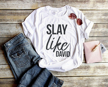 Camiseta de bebê sugarbaby slay como davi cristão, camisetas femininas da moda, camisas verso da bíblia, estilo verão, mais vendidos, unissex 2024 - compre barato