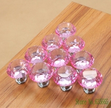 Pink K9 Crystal Glass Diamond Furniture Handles Hardware Drawer Wardrobe Kitchen Cabinets Cupboard Door Pull Knobs Accessories 2024 - buy cheap